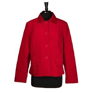 Talbots Women's Coat Red Velvet Quilted Lined Stretch Insulated Jacket Size 14